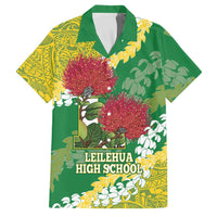 Personalized Leilehua Hawaii High School Family Matching Long Sleeve Bodycon Dress and Hawaiian Shirt Puakenikeni Lei Hawaiian Pattern LT14 Dad's Shirt - Short Sleeve Green - Polynesian Pride