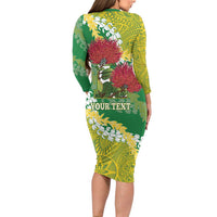 Personalized Leilehua Hawaii High School Family Matching Long Sleeve Bodycon Dress and Hawaiian Shirt Puakenikeni Lei Hawaiian Pattern LT14 - Polynesian Pride