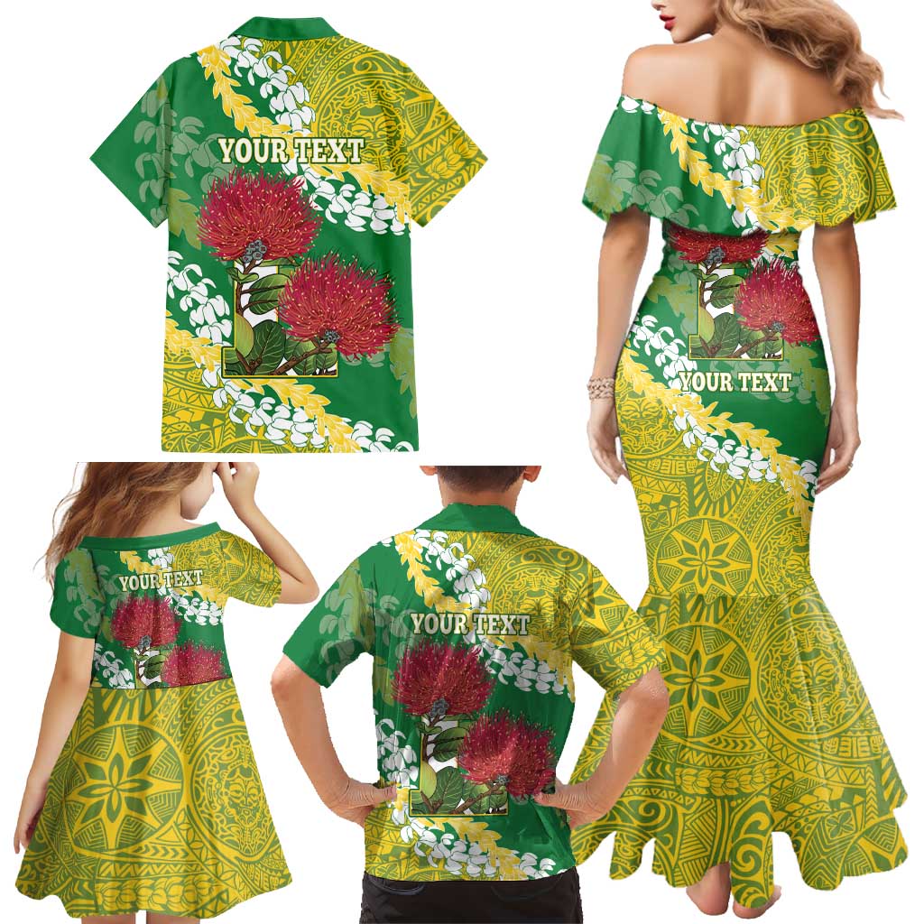 Personalized Leilehua Hawaii High School Family Matching Mermaid Dress and Hawaiian Shirt Puakenikeni Lei Hawaiian Pattern LT14 - Polynesian Pride