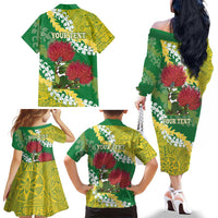 Personalized Leilehua Hawaii High School Family Matching Off The Shoulder Long Sleeve Dress and Hawaiian Shirt Puakenikeni Lei Hawaiian Pattern LT14 - Polynesian Pride