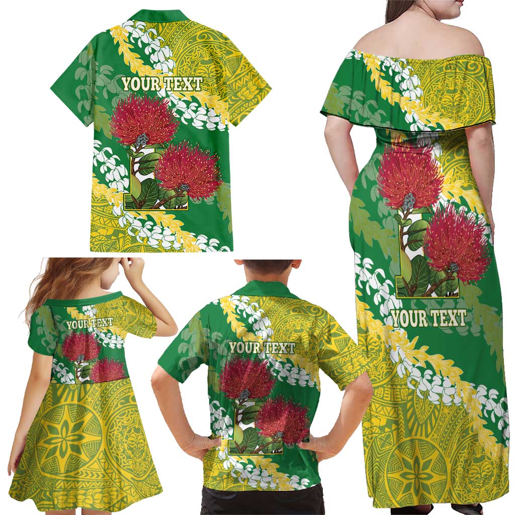 Personalized Leilehua Hawaii High School Family Matching Off Shoulder Maxi Dress and Hawaiian Shirt Puakenikeni Lei Hawaiian Pattern LT14 - Polynesian Pride