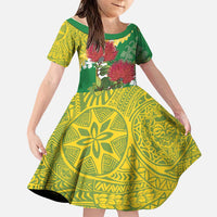 Personalized Leilehua Hawaii High School Family Matching Tank Maxi Dress and Hawaiian Shirt Puakenikeni Lei Hawaiian Pattern LT14 Daughter's Dress Green - Polynesian Pride