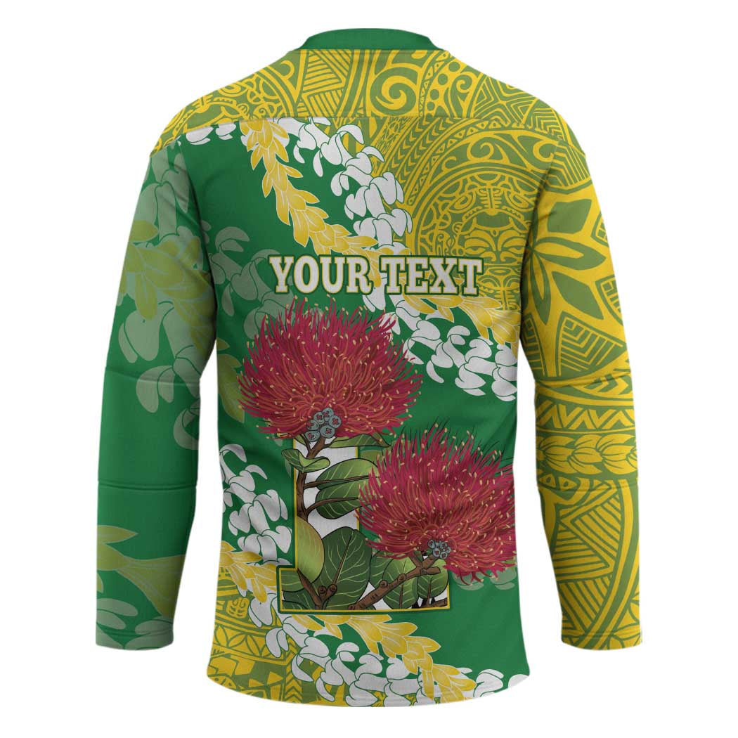 Personalized Leilehua Hawaii High School Hockey Jersey Puakenikeni Lei Hawaiian Pattern - Polynesian Pride