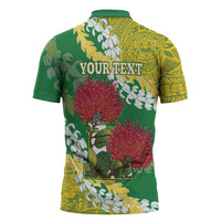 Personalized Leilehua Hawaii High School Zipper Polo Shirt Puakenikeni Lei Hawaiian Pattern - Polynesian Pride