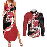 Personalized Kalani Hawaii High School Couples Matching Summer Maxi Dress and Long Sleeve Button Shirt Puakenikeni Lei Hawaiian Pattern - Polynesian Pride
