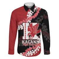 Personalized Kalani Hawaii High School Family Matching Off Shoulder Short Dress and Hawaiian Shirt Puakenikeni Lei Hawaiian Pattern LT14 Dad's Shirt - Long Sleeve Red - Polynesian Pride