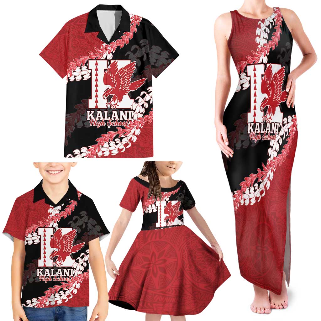 Personalized Kalani Hawaii High School Family Matching Tank Maxi Dress and Hawaiian Shirt Puakenikeni Lei Hawaiian Pattern LT14 - Polynesian Pride