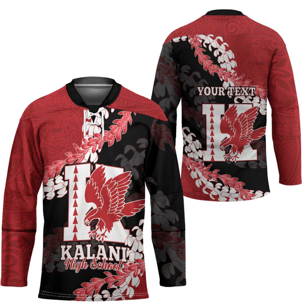 Personalized Kalani Hawaii High School Hockey Jersey Puakenikeni Lei Hawaiian Pattern - Polynesian Pride