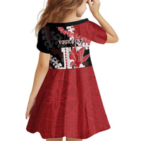 Personalized Kalani Hawaii High School Kid Short Sleeve Dress Puakenikeni Lei Hawaiian Pattern - Polynesian Pride
