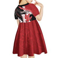 Personalized Kalani Hawaii High School Kid Short Sleeve Dress Puakenikeni Lei Hawaiian Pattern - Polynesian Pride