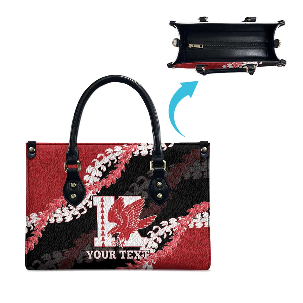 Personalized Kalani Hawaii High School Leather Bag Puakenikeni Lei Hawaiian Pattern - Polynesian Pride