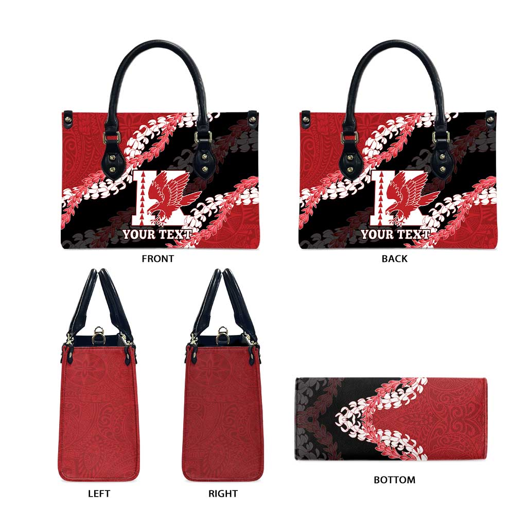 Personalized Kalani Hawaii High School Leather Bag Puakenikeni Lei Hawaiian Pattern - Polynesian Pride