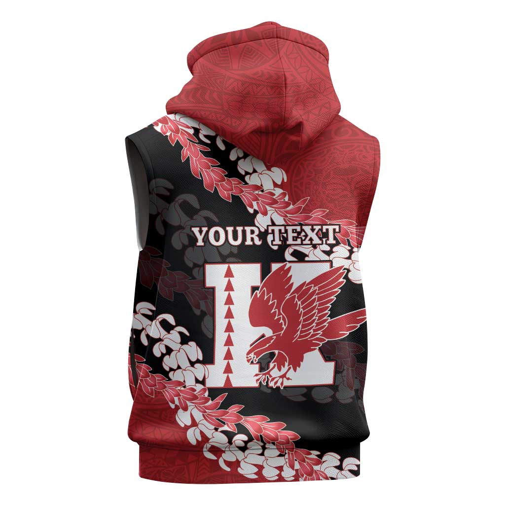 Personalized Kalani Hawaii High School Sleeveless Hoodie Puakenikeni Lei Hawaiian Pattern - Polynesian Pride