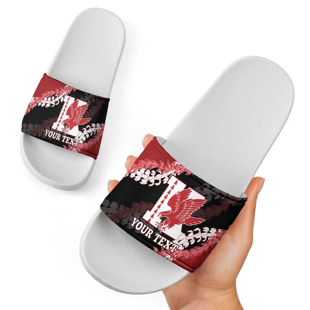 Personalized Kalani Hawaii High School Slide Sandals Puakenikeni Lei Hawaiian Pattern - Polynesian Pride