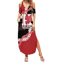 Personalized Kalani Hawaii High School Summer Maxi Dress Puakenikeni Lei Hawaiian Pattern - Polynesian Pride