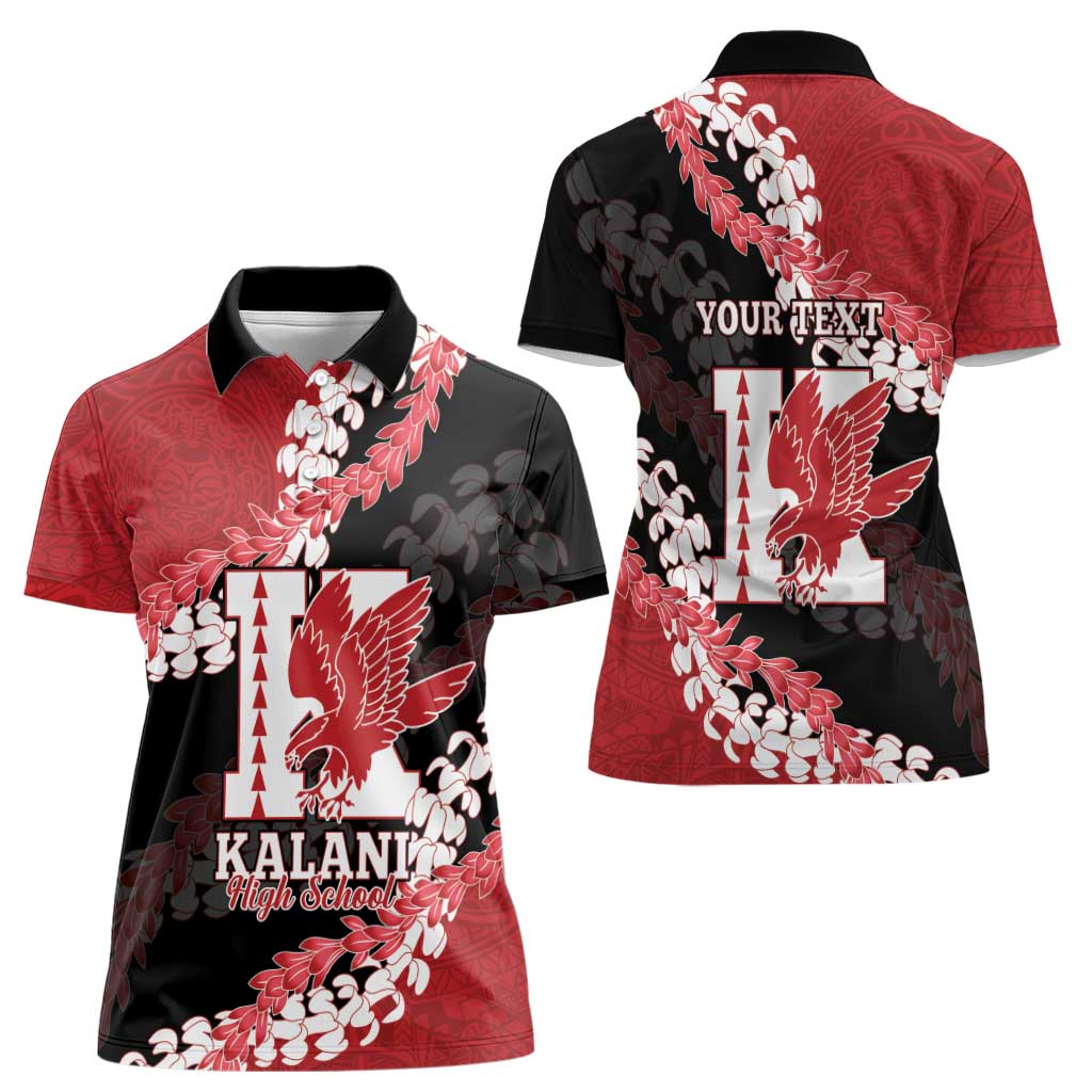 Personalized Kalani Hawaii High School Women Polo Shirt Puakenikeni Lei Hawaiian Pattern - Polynesian Pride