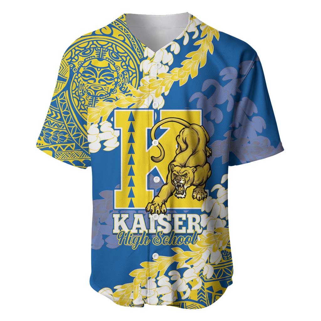 Personalized Kaiser Hawaii High School Baseball Jersey Puakenikeni Lei Hawaiian Pattern - Polynesian Pride