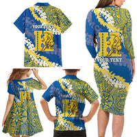 Personalized Kaiser Hawaii High School Family Matching Long Sleeve Bodycon Dress and Hawaiian Shirt Puakenikeni Lei Hawaiian Pattern LT14 - Polynesian Pride