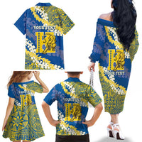 Personalized Kaiser Hawaii High School Family Matching Off The Shoulder Long Sleeve Dress and Hawaiian Shirt Puakenikeni Lei Hawaiian Pattern LT14 - Polynesian Pride