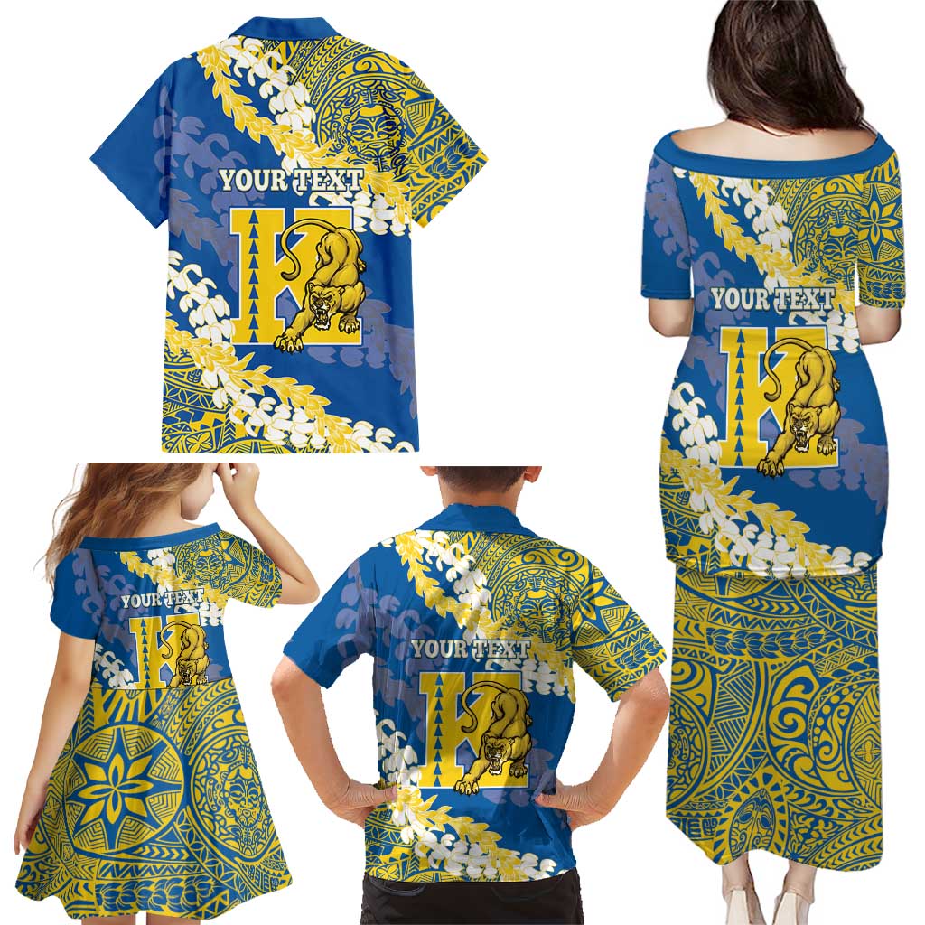 Personalized Kaiser Hawaii High School Family Matching Puletasi and Hawaiian Shirt Puakenikeni Lei Hawaiian Pattern - Polynesian Pride