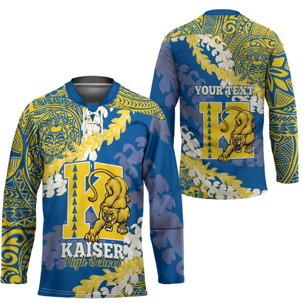 Personalized Kaiser Hawaii High School Hockey Jersey Puakenikeni Lei Hawaiian Pattern - Polynesian Pride