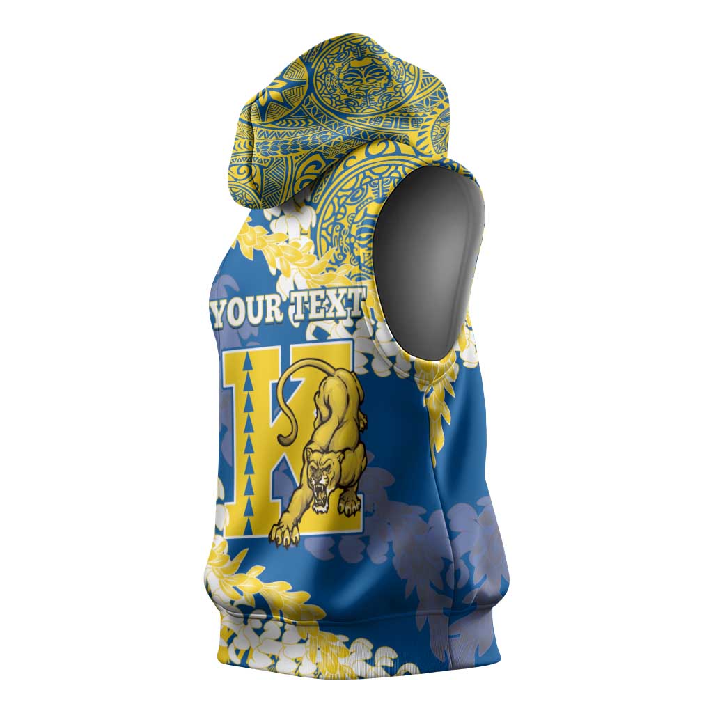 Personalized Kaiser Hawaii High School Sleeveless Hoodie Puakenikeni Lei Hawaiian Pattern - Polynesian Pride