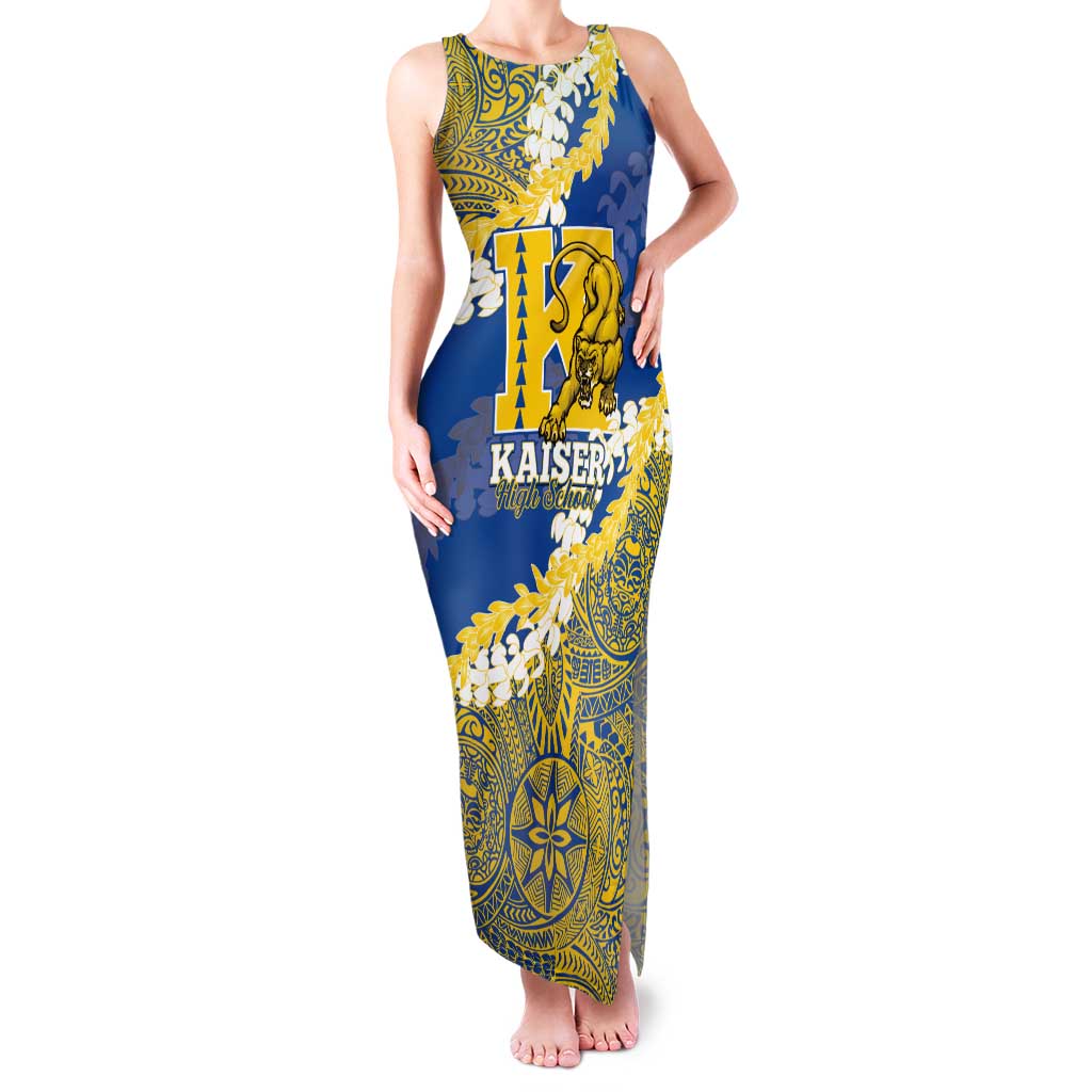 Personalized Kaiser Hawaii High School Tank Maxi Dress Puakenikeni Lei Hawaiian Pattern - Polynesian Pride