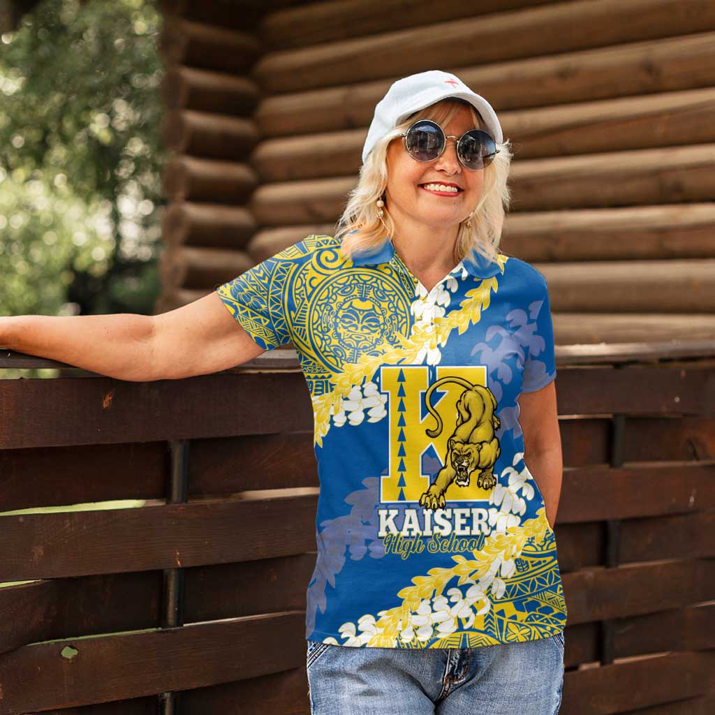 Personalized Kaiser Hawaii High School Women Polo Shirt Puakenikeni Lei Hawaiian Pattern - Polynesian Pride