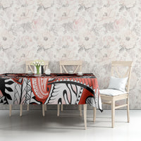 Red Polynesian Tablecloth Hammerhead Shark Tattoo Royal Plumeria Gradient Vibes LT14 - Polynesian Pride