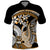 Gold Polynesian Hammerhead Shark Tattoo Polo Shirt Royal Plumeria Gradient Vibes LT14 Gold - Polynesian Pride