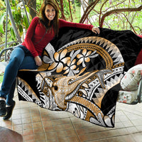 Gold Polynesian Hammerhead Shark Tattoo Quilt Royal Plumeria Gradient Vibes LT14 - Polynesian Pride