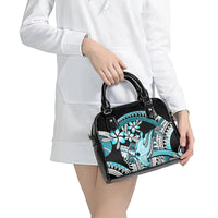 Turquoise Polynesian Hammerhead Shark Tattoo Shoulder Handbag Royal Plumeria Gradient Vibes LT14 - Polynesian Pride