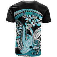 Turquoise Polynesian Hammerhead Shark Tattoo T Shirt Royal Plumeria Gradient Vibes LT14 - Polynesian Pride