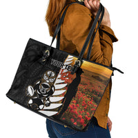 Custom New Zealand Silver Fern Rugby ANZAC Day Leather Tote Bag 2024 All Black Tiki Mascot LT14 - Polynesian Pride