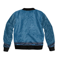 Blue African Dashiki With Fijian Tapa Pattern Bomber Jacket