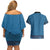 Blue African Dashiki With Fijian Tapa Pattern Couples Matching Off Shoulder Short Dress and Hawaiian Shirt