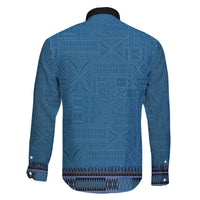 Blue African Dashiki With Fijian Tapa Pattern Family Matching Summer Maxi Dress and Hawaiian Shirt