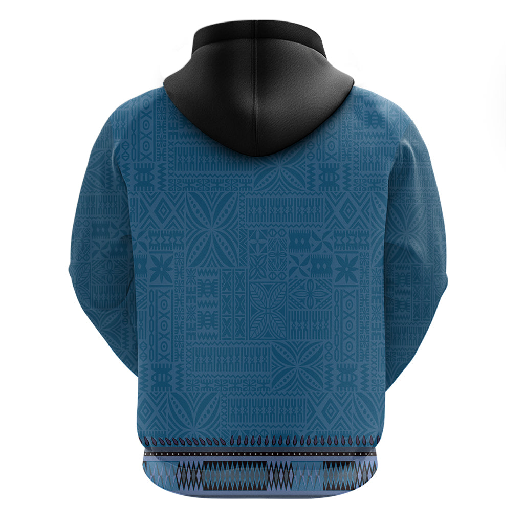 Blue African Dashiki With Fijian Tapa Pattern Hoodie