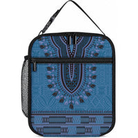 Blue African Dashiki With Fijian Tapa Pattern Lunch Bag LT14 10.2 × 8.3 × 4.3 inch Blue - Polynesian Pride