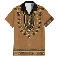 Brown African Dashiki With Fijian Tapa Pattern Family Matching Off The Shoulder Long Sleeve Dress and Hawaiian Shirt LT14 Dad's Shirt - Short Sleeve Brown - Polynesian Pride