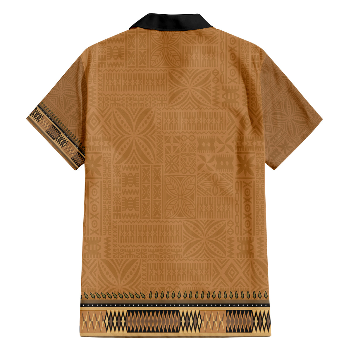 Brown African Dashiki With Fijian Tapa Pattern Family Matching Off The Shoulder Long Sleeve Dress and Hawaiian Shirt LT14 - Polynesian Pride