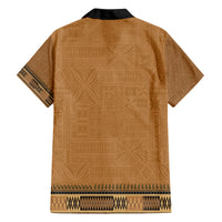 Brown African Dashiki With Fijian Tapa Pattern Family Matching Off The Shoulder Long Sleeve Dress and Hawaiian Shirt LT14 - Polynesian Pride