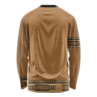 Brown African Dashiki With Fijian Tapa Pattern Long Sleeve Shirt