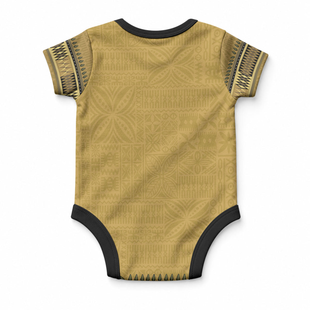 Gold African Dashiki With Fijian Tapa Pattern Baby Onesie LT14 - Polynesian Pride