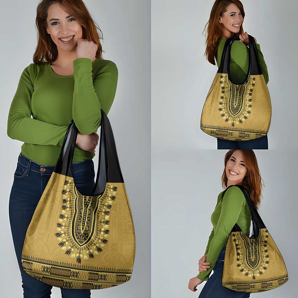Gold African Dashiki With Fijian Tapa Pattern Grocery Bag
