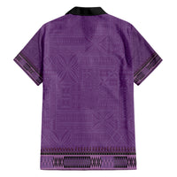 Purple African Dashiki With Fijian Tapa Pattern Family Matching Short Sleeve Bodycon Dress and Hawaiian Shirt