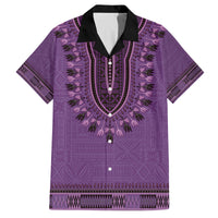 Purple African Dashiki With Fijian Tapa Pattern Family Matching Tank Maxi Dress and Hawaiian Shirt LT14 Dad's Shirt - Short Sleeve Purple - Polynesian Pride