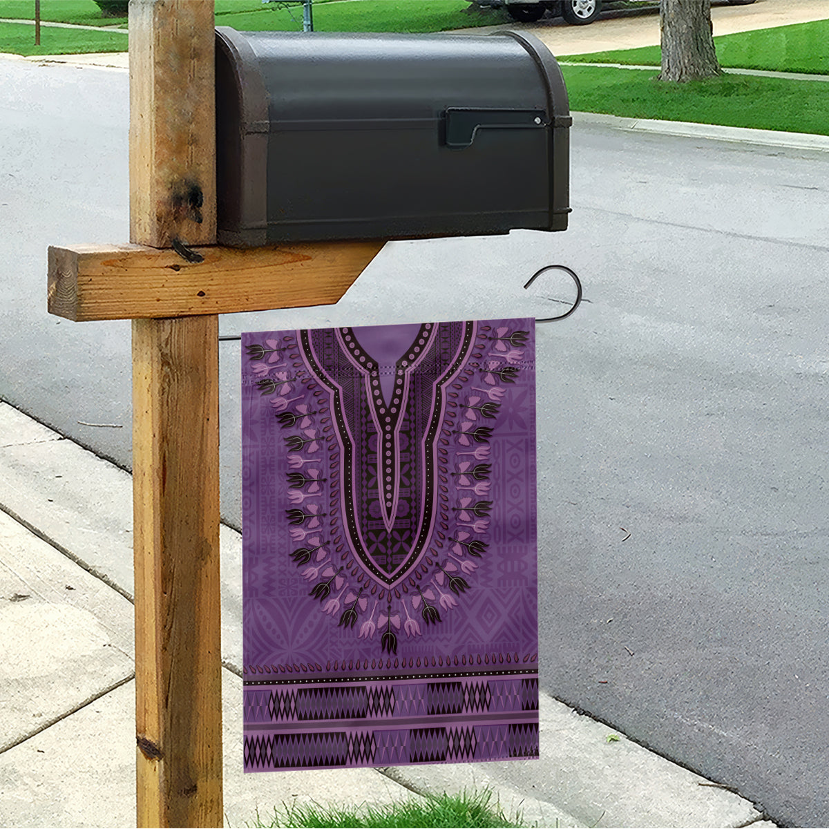 Purple African Dashiki With Fijian Tapa Pattern Garden Flag