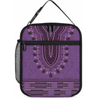 Purple African Dashiki With Fijian Tapa Pattern Lunch Bag LT14 10.2 × 8.3 × 4.3 inch Purple - Polynesian Pride