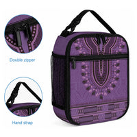 Purple African Dashiki With Fijian Tapa Pattern Lunch Bag LT14 - Polynesian Pride